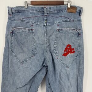 Vintage Rocawear Jeans 42x34 Light Wash Denim Embroidered Logo Relaxed Y2K Pants